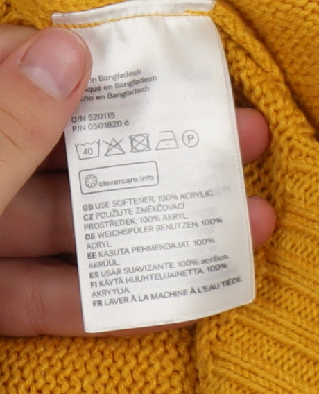H&M Women’s Yellow Crew Neck Acrylic Knit Jumper XS