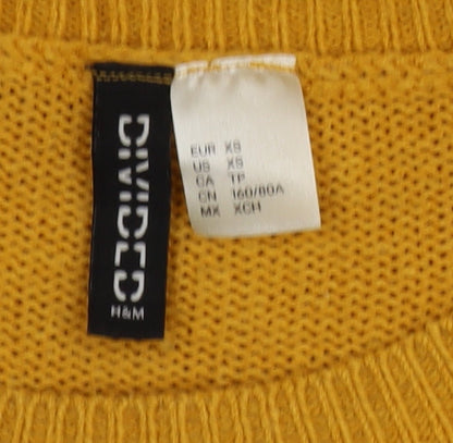H&M Women’s Yellow Crew Neck Acrylic Knit Jumper XS