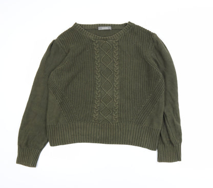 Oasis Womens Green Cotton Cable-Knit Pullover Jumper L