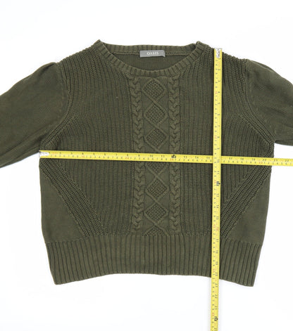 Oasis Womens Green Cotton Cable-Knit Pullover Jumper L