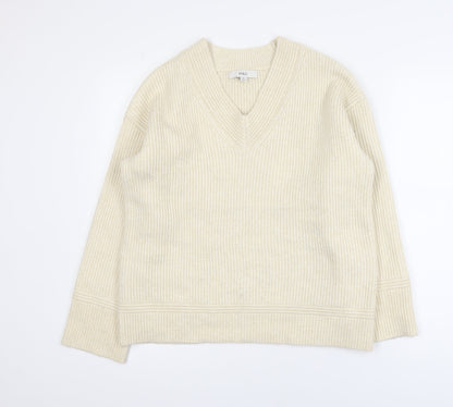 Marks and Spencer Womens Beige Wool V-Neck Pullover Jumper M