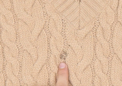 Damart Women Beige Cable-Knit Sleeveless V-Neck Jumper Vest M