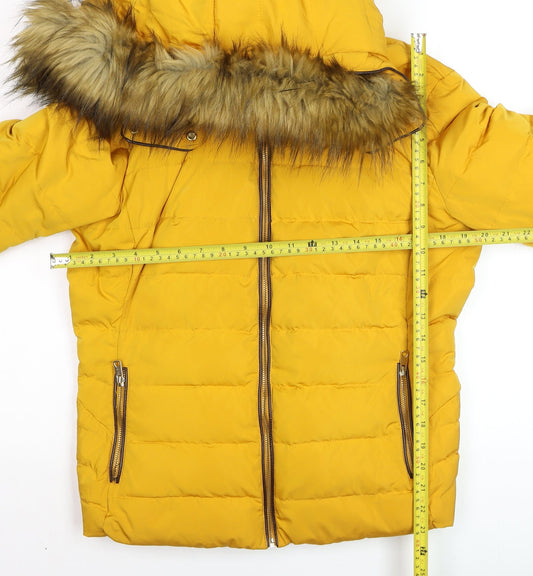 Womens UK Size XL Zara Yellow Puffer Jacket