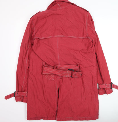 Mens UK Size M Topman Red Trench Coat