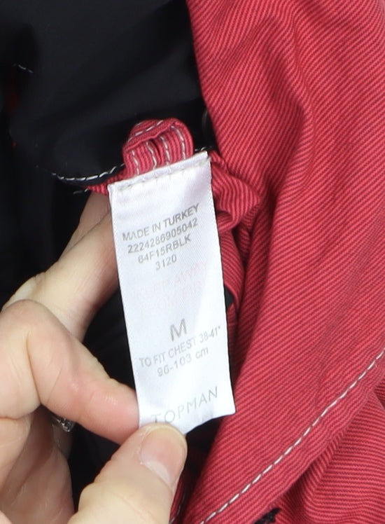 Mens UK Size M Topman Red Trench Coat