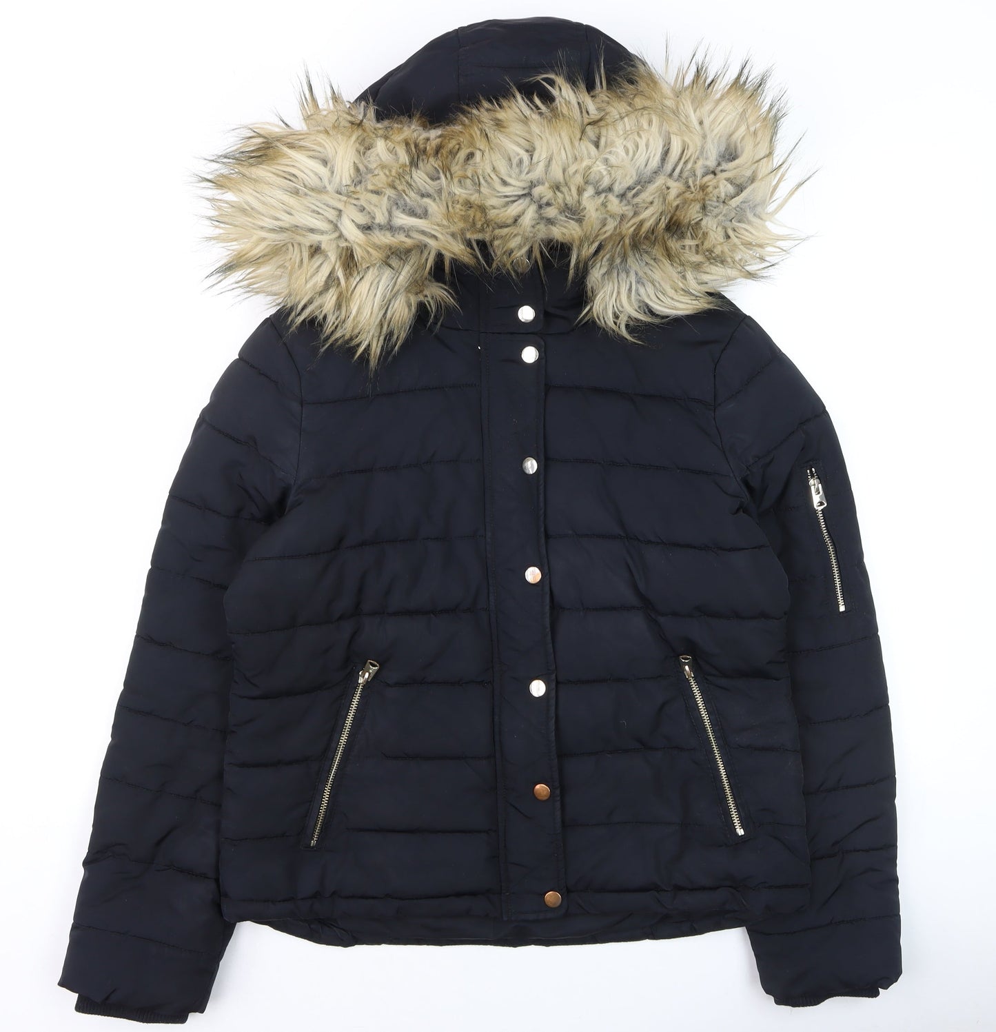 Womens UK Size 12 Topshop Black Puffer Jacket
