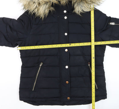 Womens UK Size 12 Topshop Black Puffer Jacket