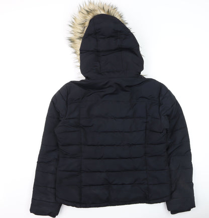 Womens UK Size 12 Topshop Black Puffer Jacket