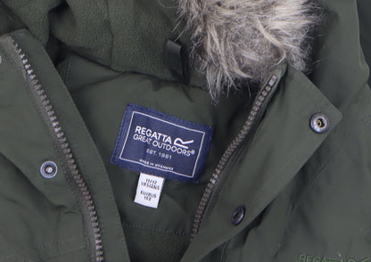 Regatta Boys Green Parka Coat 11-12 Years Hooded Waterproof Winter Jacket