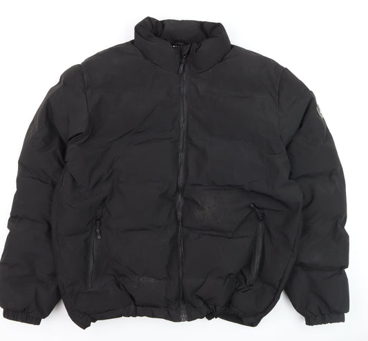 Mens UK Size L Pull & Bear Black Puffer Jacket