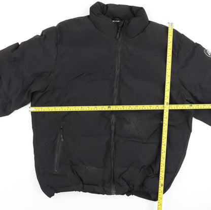 Pull&Bear Men's Black L Puffer Jacket Winter Polyester Coat