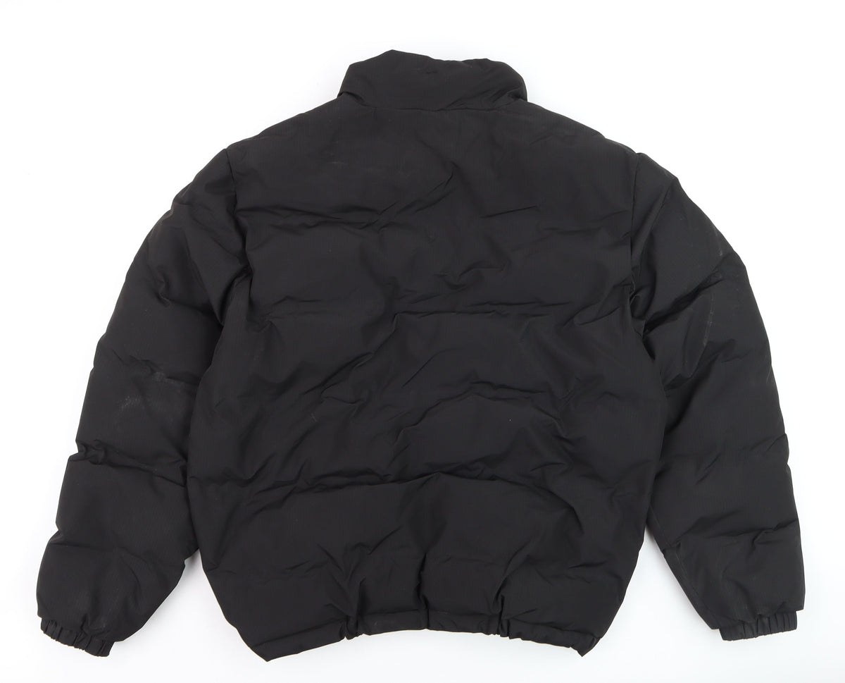 Pull&Bear Men's Black L Puffer Jacket Winter Polyester Coat