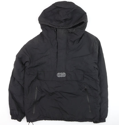 Mens UK Size M Pull & Bear Black Anorak Coat