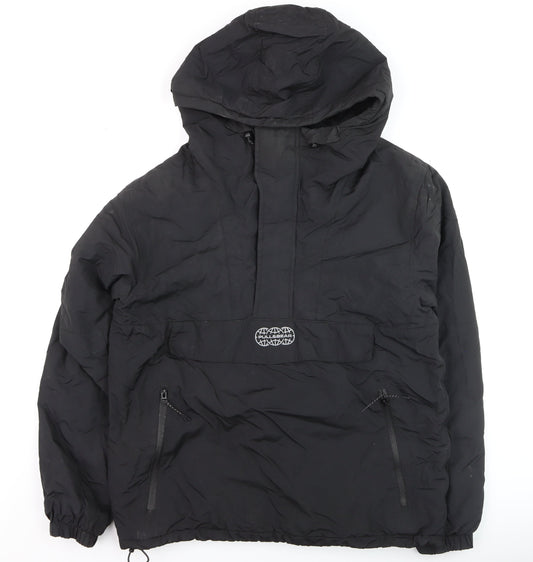 Mens UK Size M Pull & Bear Black Anorak Coat
