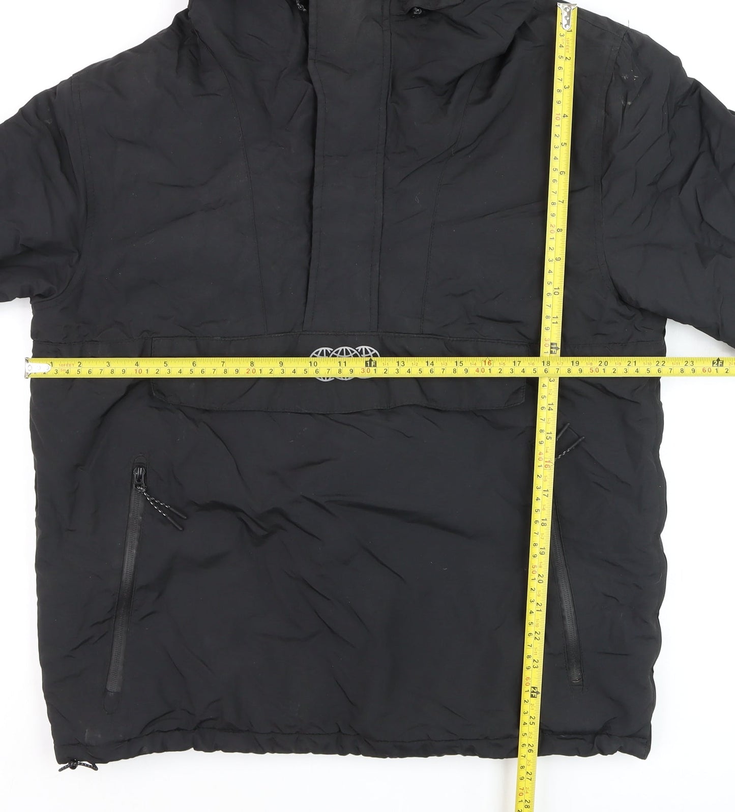 Mens UK Size M Pull & Bear Black Anorak Coat