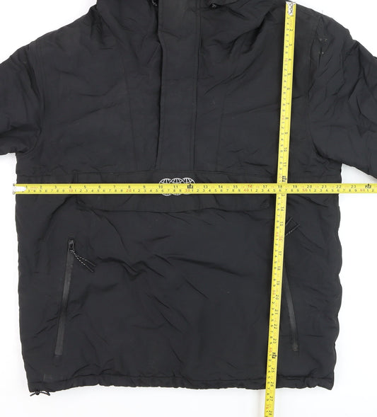Mens UK Size M Pull & Bear Black Anorak Coat
