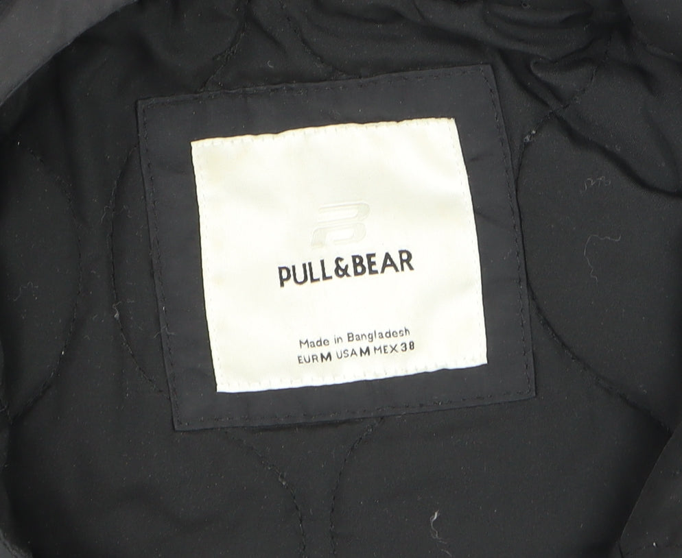 Mens UK Size M Pull & Bear Black Anorak Coat