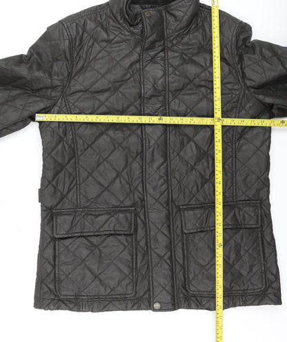 John Lewis Men’s Black XL Quilted Waxed Cotton Jacket
