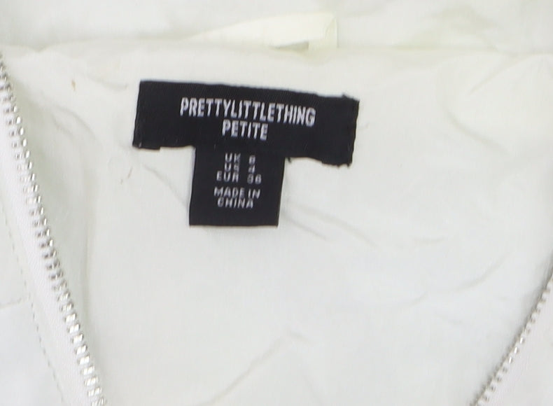 Womens UK Size 2 PRETTYLITTLETHING White Puffer Jacket