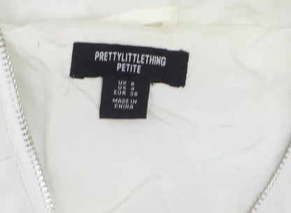 Womens UK Size 2 PRETTYLITTLETHING White Puffer Jacket