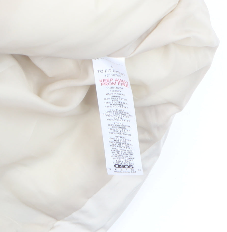 Mens UK Size L ASOS DESIGN Ivory Puffer Jacket
