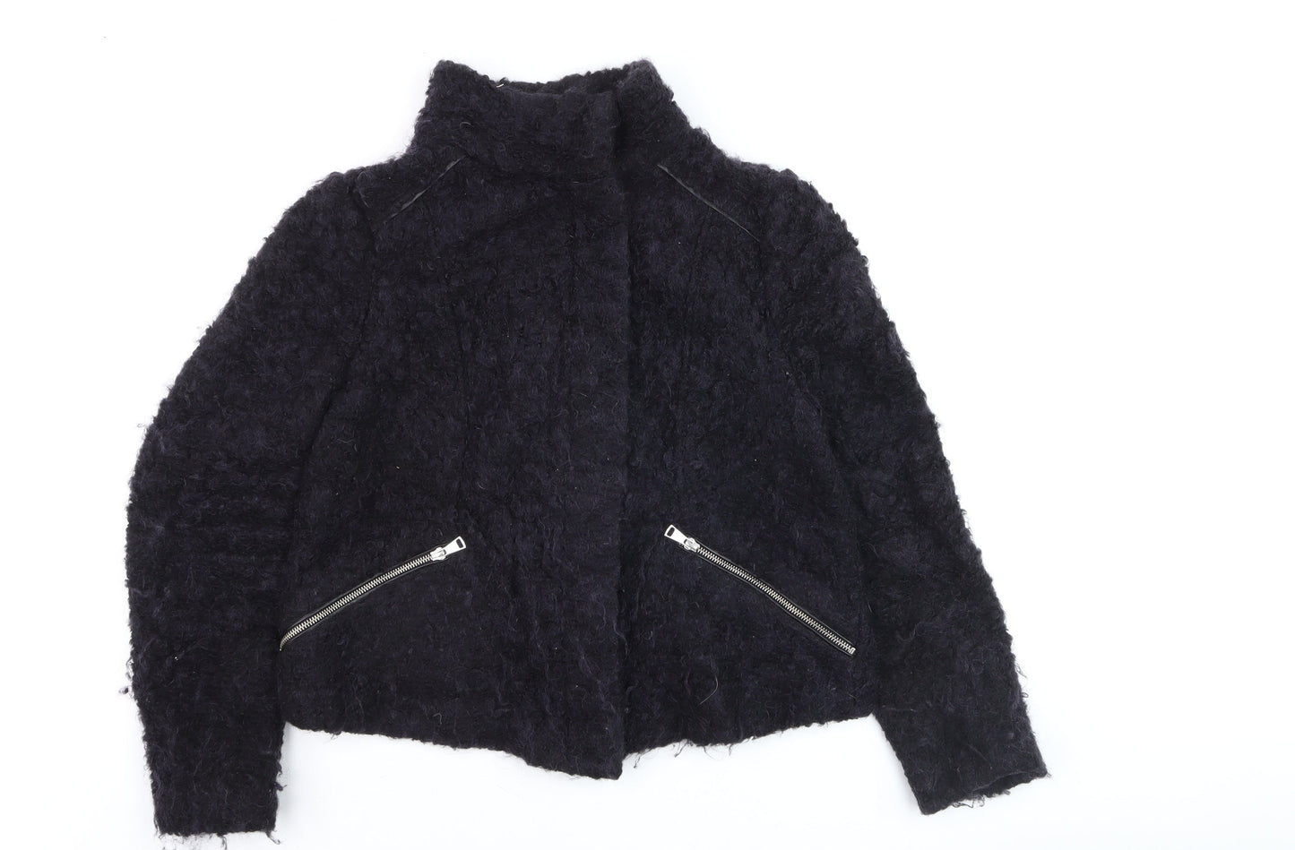 Womens UK Size 16 Whistles Black Biker Coat
