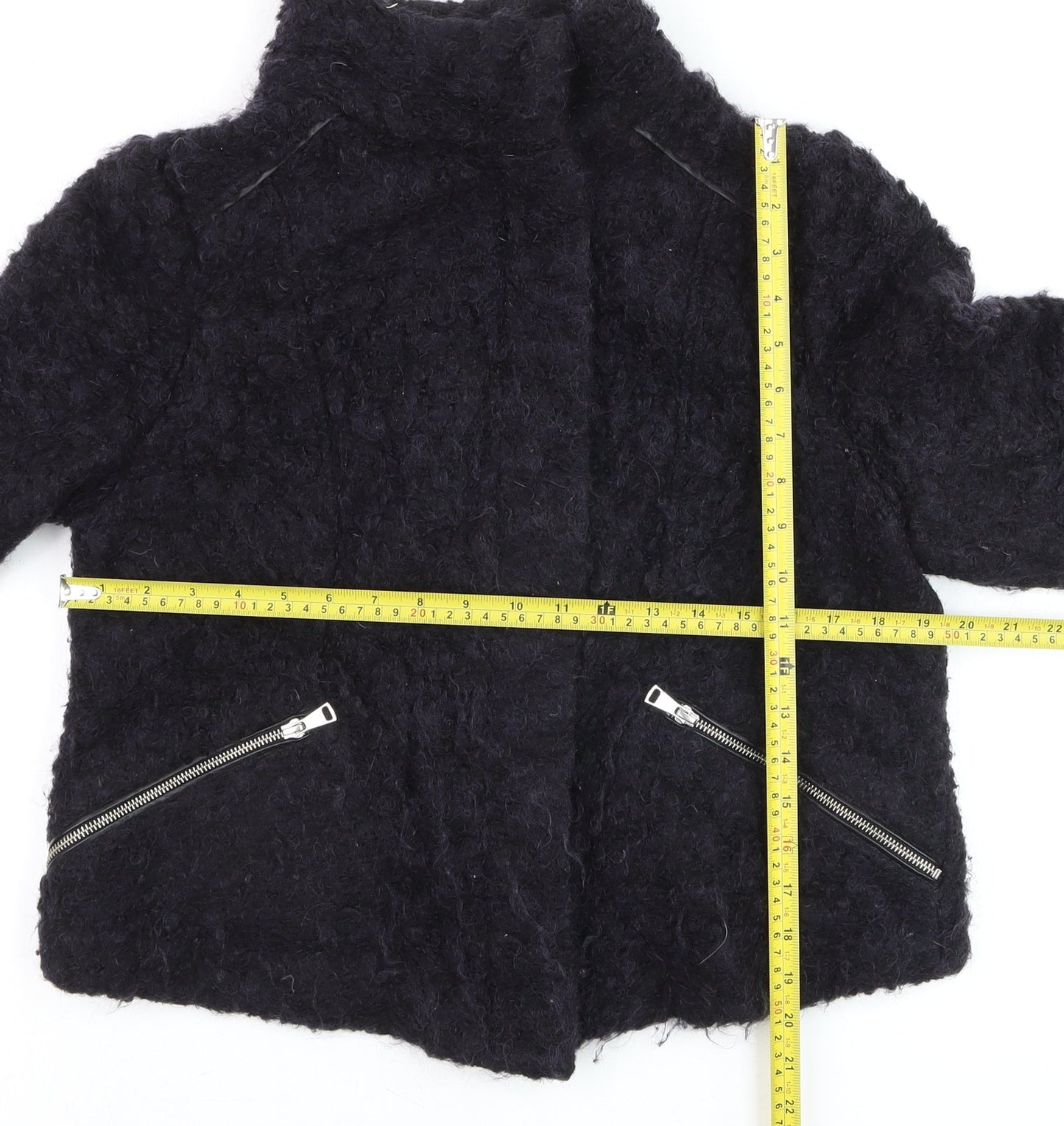 Womens UK Size 16 Whistles Black Biker Coat