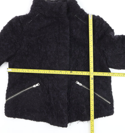 Womens UK Size 16 Whistles Black Biker Coat