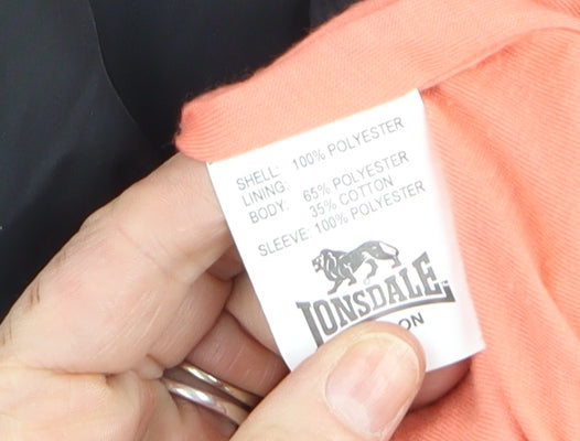 Womens UK Size 16 Lonsdale Black Windbreaker Coat