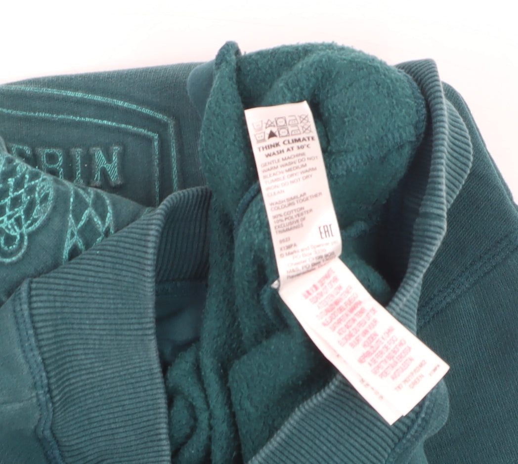 Boys UK Size 7-8 Years Marks and Spencer Green Pullover Hoodie