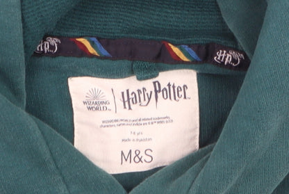 Boys UK Size 7-8 Years Marks and Spencer Green Pullover Hoodie