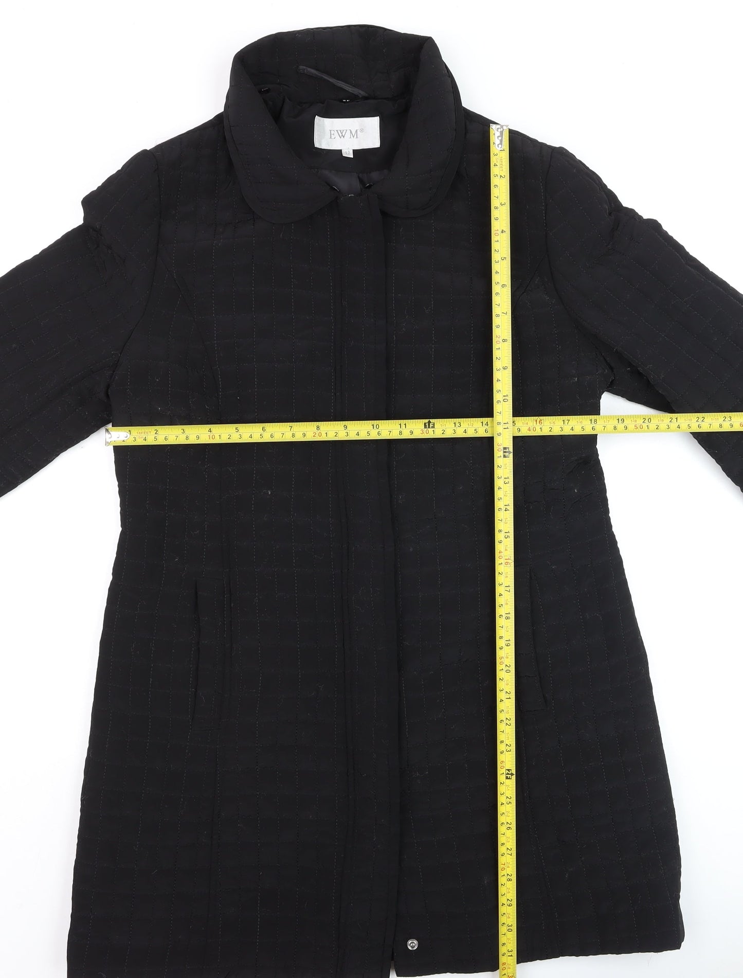 Womens UK Size 12 EWM Black Quilted Coat