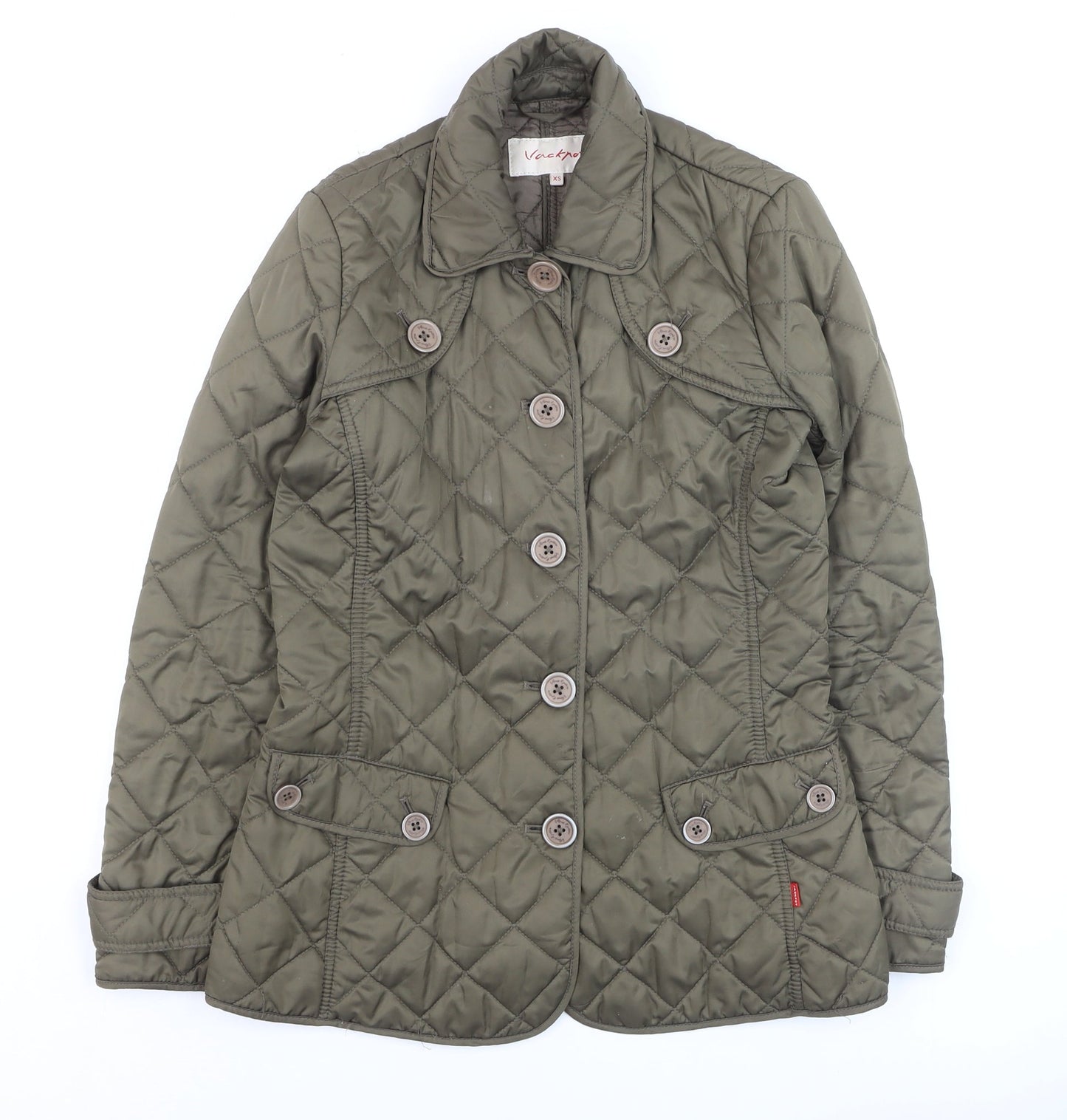 Womens UK Size XS Vackpro Green Quilted Coat