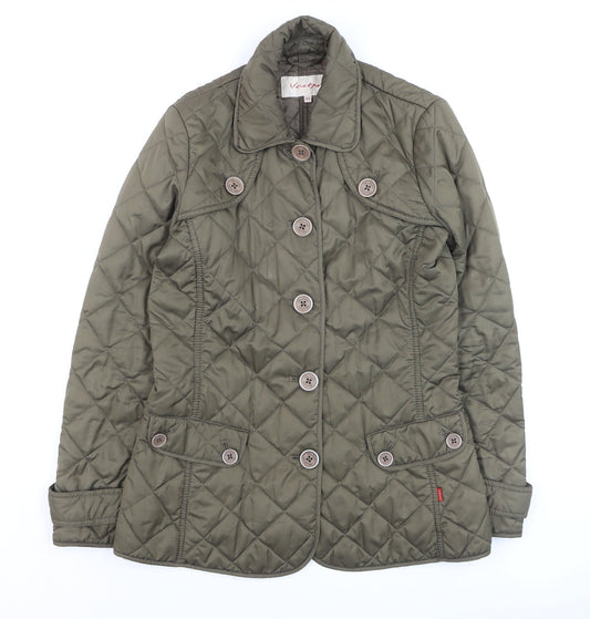 Womens UK Size XS Vackpro Green Quilted Coat
