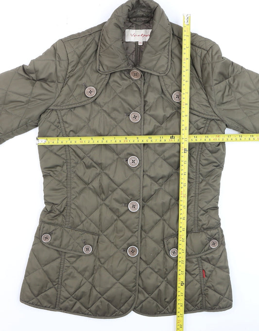 Womens UK Size XS Vackpro Green Quilted Coat