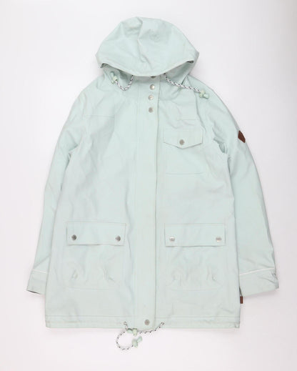 Bellfield Women Green Hooded Waterproof Rain Coat Jacket Size 12