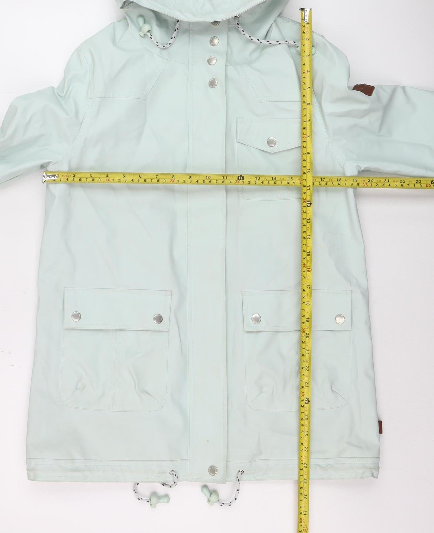 Bellfield Women Green Hooded Waterproof Rain Coat Jacket Size 12