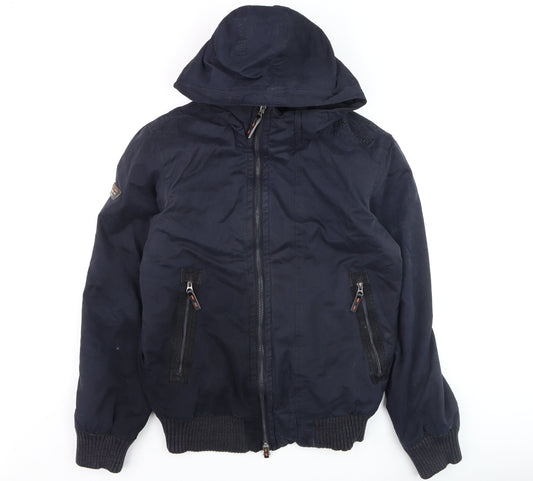 Superdry Men's Blue SDX Bomber Jacket Hooded Full Zip M
