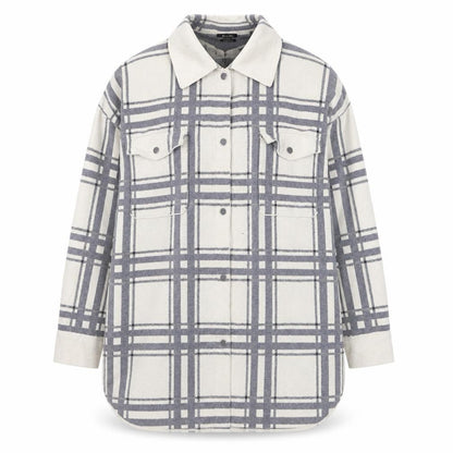 Massimo Dutti Women's Grey Check Long Sleeve Button-Up Shirt Size 12