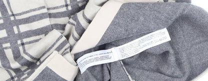 Massimo Dutti Women's Grey Check Long Sleeve Button-Up Shirt Size 12