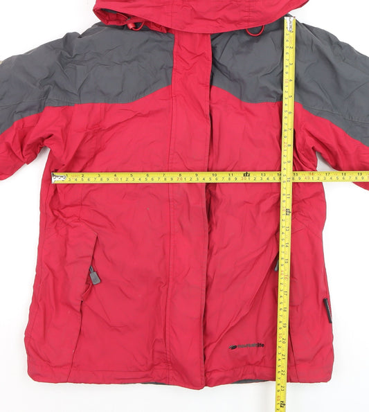 Mountainlife Women Red Grey Waterproof Ski Jacket Size 8 Hooded