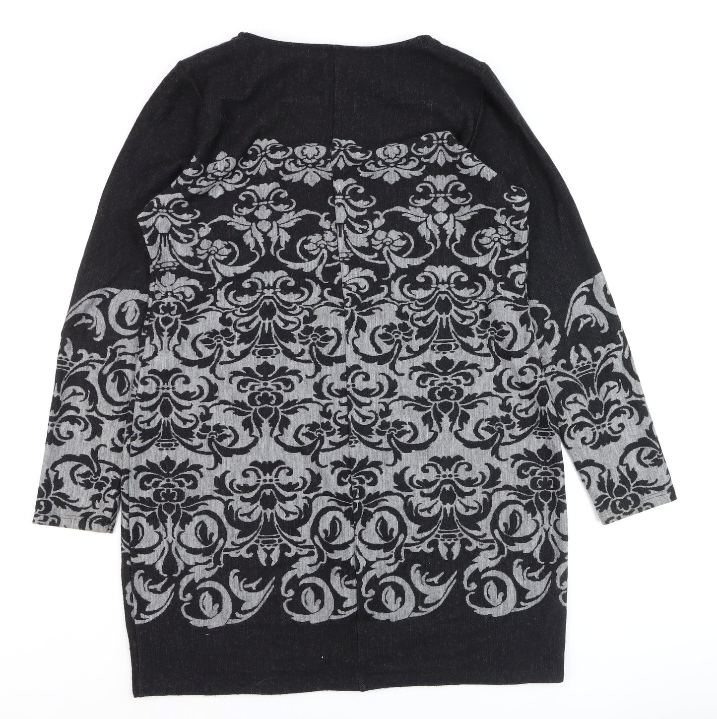 Next Women’s Black Grey Floral Tunic Jumper Size 18 Long Sleeve