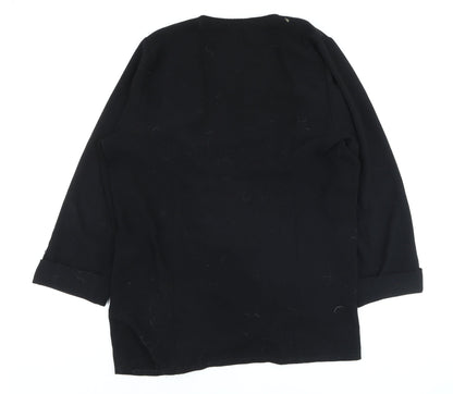 Yours Women Black Plus Size 20 Open Front Blazer with Zip Pockets