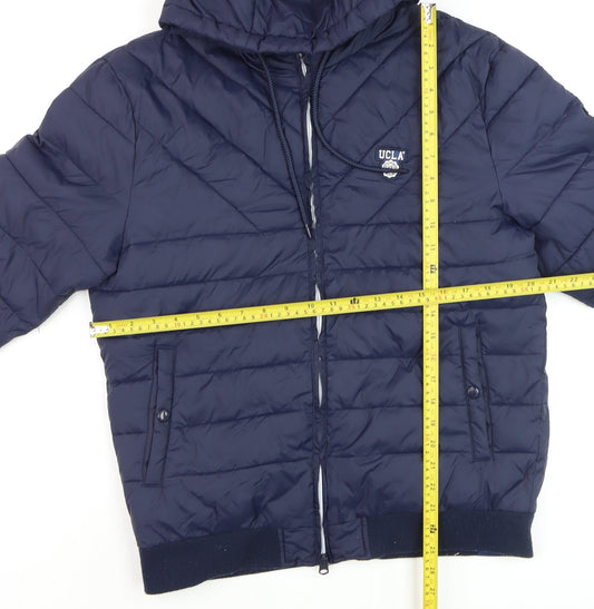 UCLA Men's Blue Hooded Puffer Jacket M Casual Winter Warm