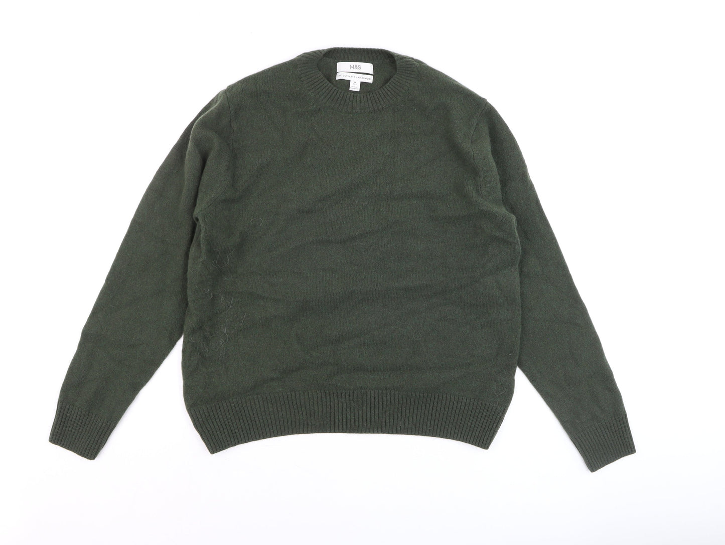 Marks and Spencer Men’s Green Lambswool Crew Neck Jumper M