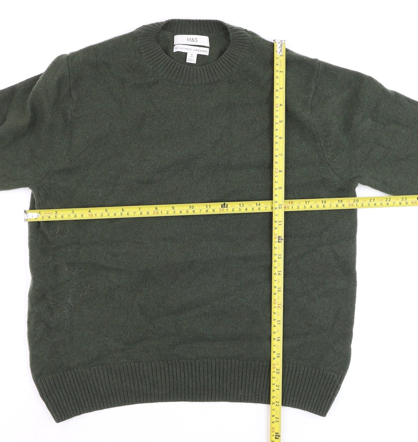 Marks and Spencer Men’s Green Lambswool Crew Neck Jumper M