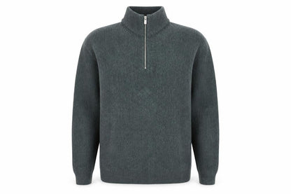 Marks & Spencer Mens Green Wool 1/2 Zip High Neck Jumper XL
