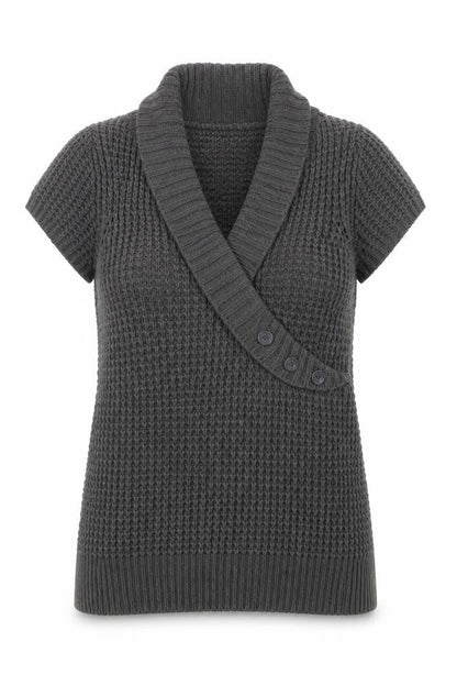 Style & Co Women's Grey Short Sleeve Chunky Knit Cardigan XL