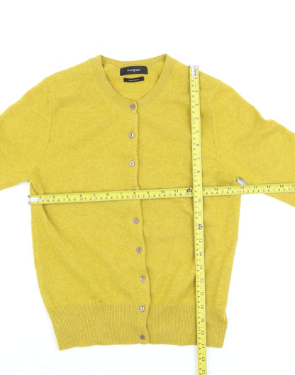 Marks and Spencer Women Yellow 100% Cashmere Crew Neck Cardigan Size 8