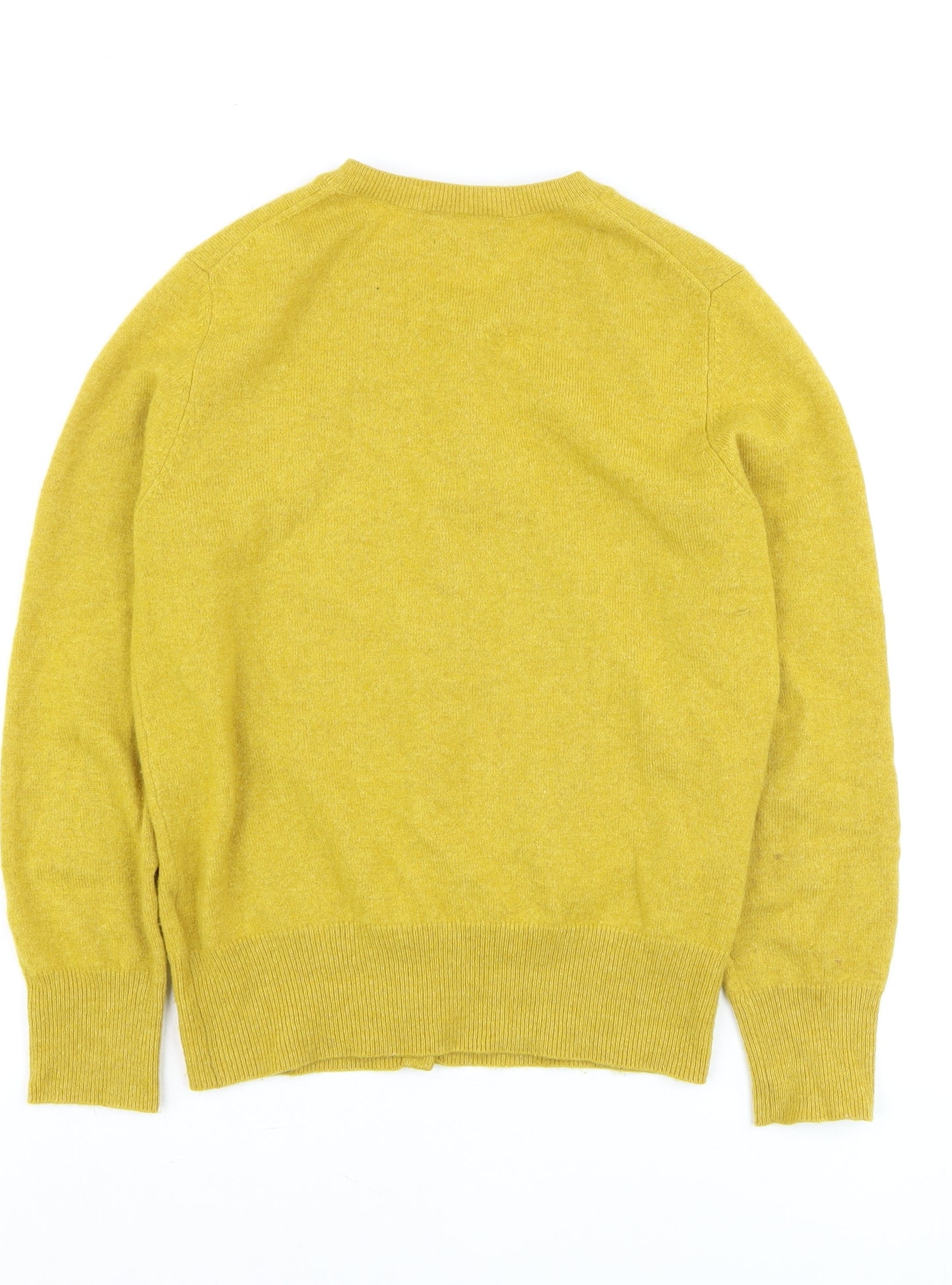 Marks and Spencer Women Yellow 100% Cashmere Crew Neck Cardigan Size 8